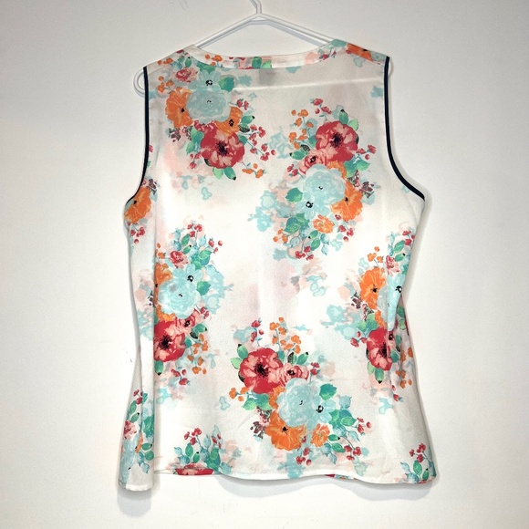 Ann Taylor Floral Sleeveless Top Lightweight Summer Size L - Picture 6 of 11